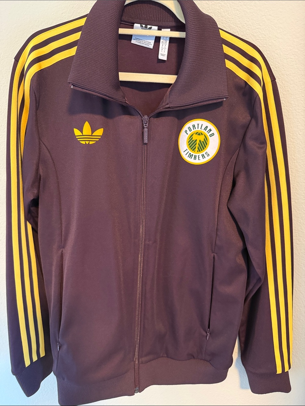 adidas Brown and Yellow Portland Timbers Track Jacket